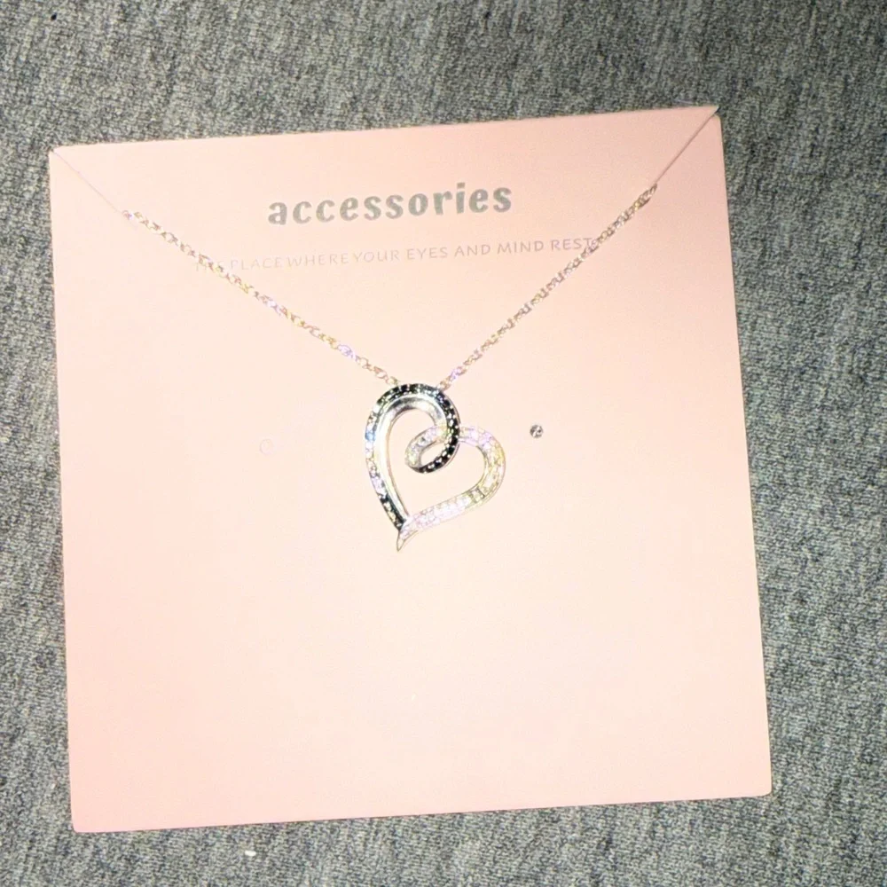 925 REAL black and white diamond heart pendant necklace. From Kay’s - Picture 2 of 5